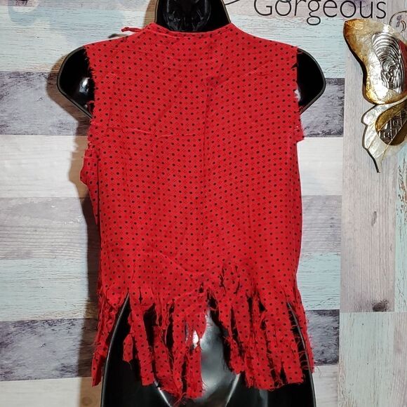 Oscar De La Renta Miss O Sz 4 TRASHED Silk Pleated Front Blouse Festival Fun OOK - Picture 6 of 8